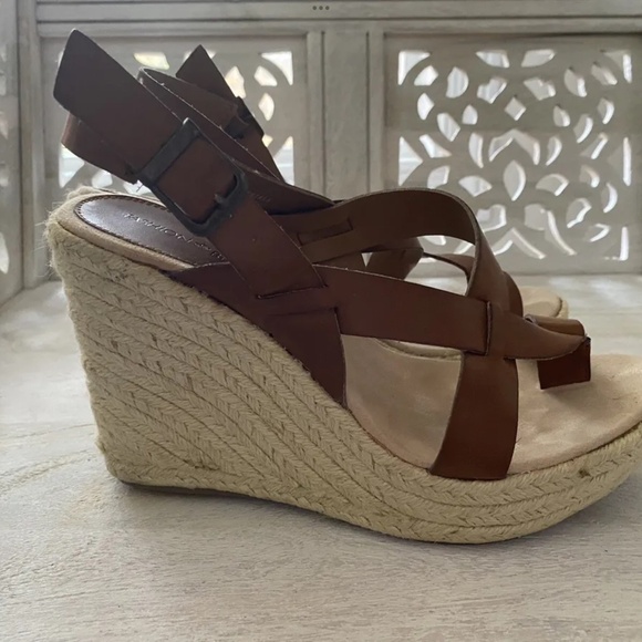 Vintage Y2K FASHION BUG JANIS WOMENS BROWN WEDGE SANDAL ESPADRILLE 8.5 WORN ONCE - Picture 2 of 7